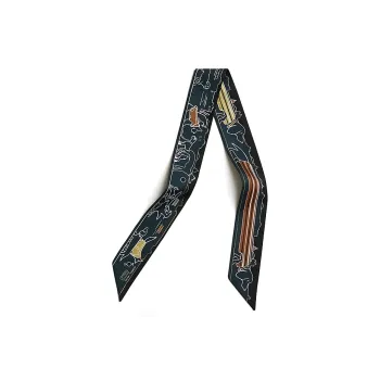 HERMES Silk Scarves Unisex Black