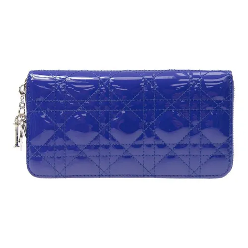 DIOR Patent Leather Wallet Women's Purple