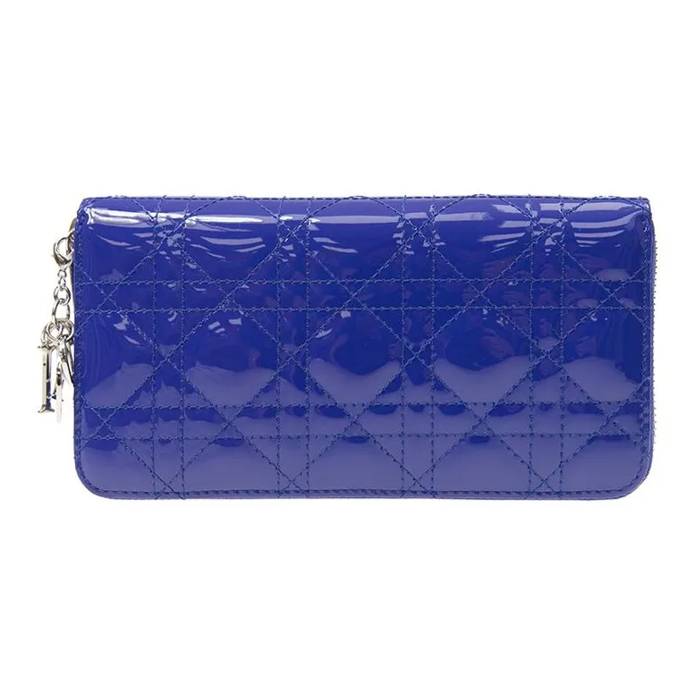DIOR Patent Leather Wallet Women's Purple-0
