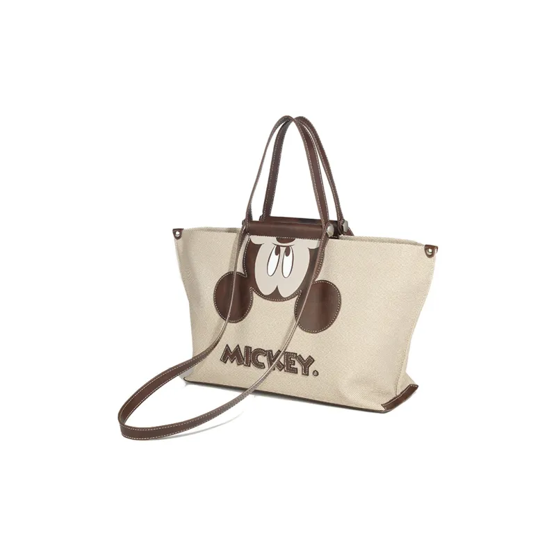 Disney Spun Leather Tote Crossbody One Shoulder Handbag Large Size Women's Ecru-1