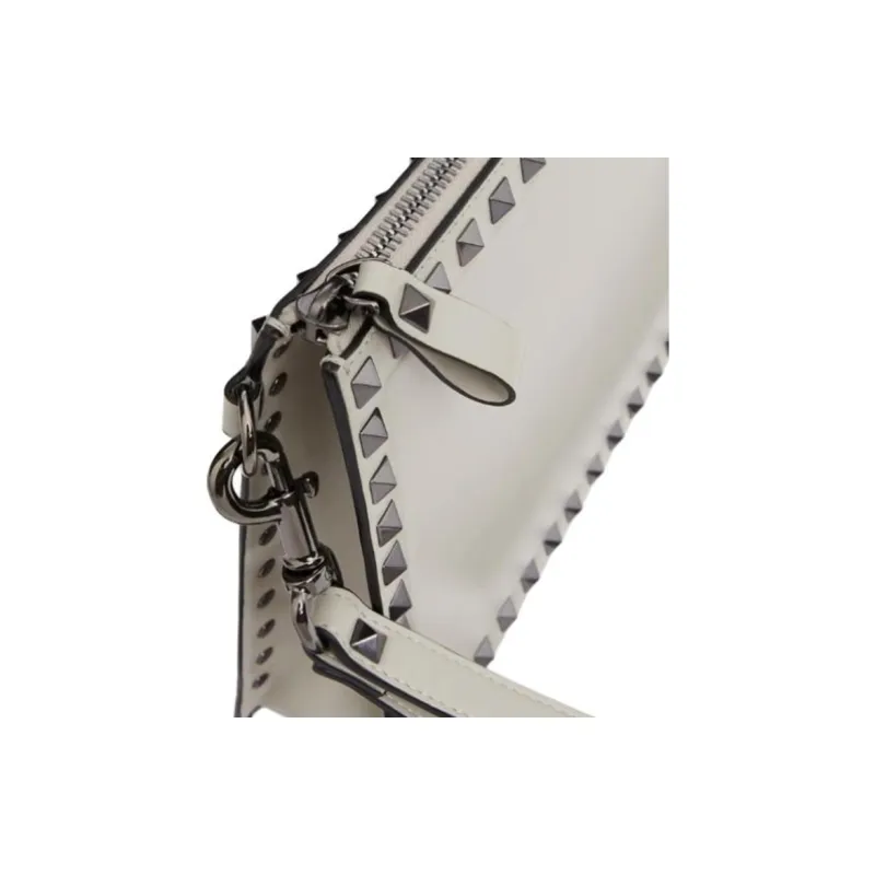 Valentino Rockstud Cow Leather Clutch Men's Opal Gray-5