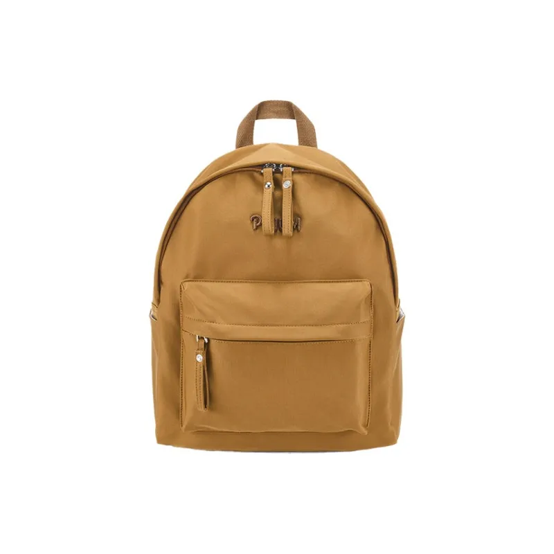 POY Nylon Fabric Backpack Medium Size Unisex Warm Brown Earth Tone-1
