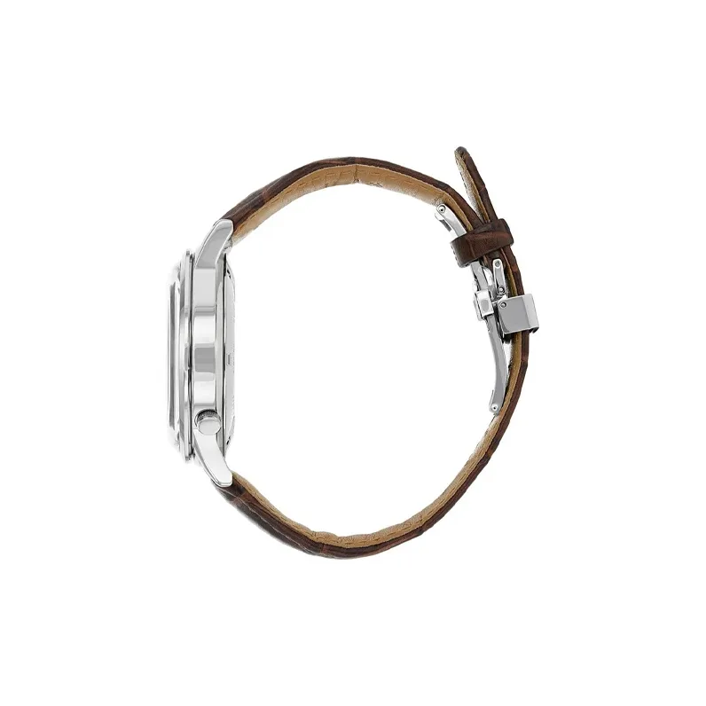CITIZEN Automatic Mechanical Movement Cow Leather Strap Watch 41mm Men's Watches White Dial NK5000 12P-3