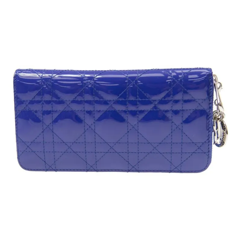 DIOR Patent Leather Wallet Women's Purple-2