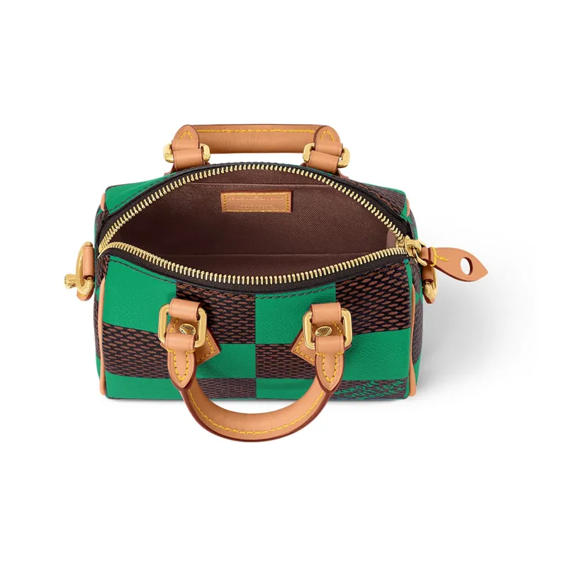 LOUIS VUITTON Nano Speedy Bandoulière Damier Pop Green-3