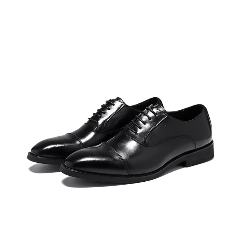 GZZ Dress Shoes Men Low Top Black-2