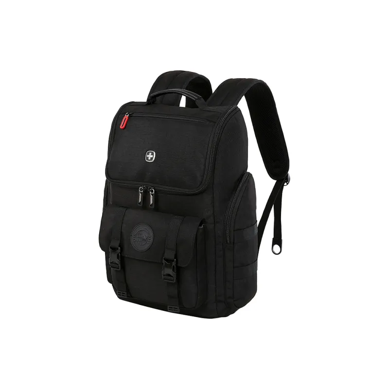 SUISSEWIN Fabric Backpack Regular Unisex Black/Gray-0