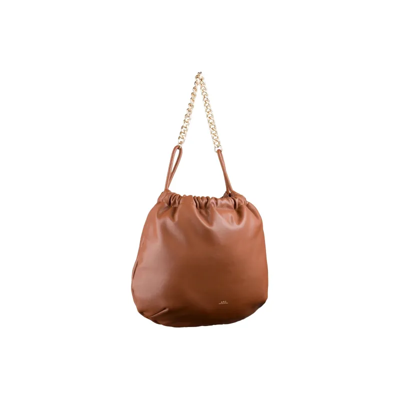 A.P.C Polyurethane And Polyester Blend Drawstring Bag One Shoulder Handbag Women's Nut Brown-1
