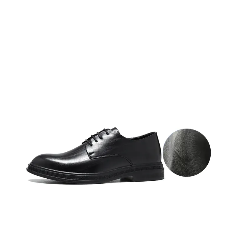 GZZ Dress Shoes Men Low Top Black-19