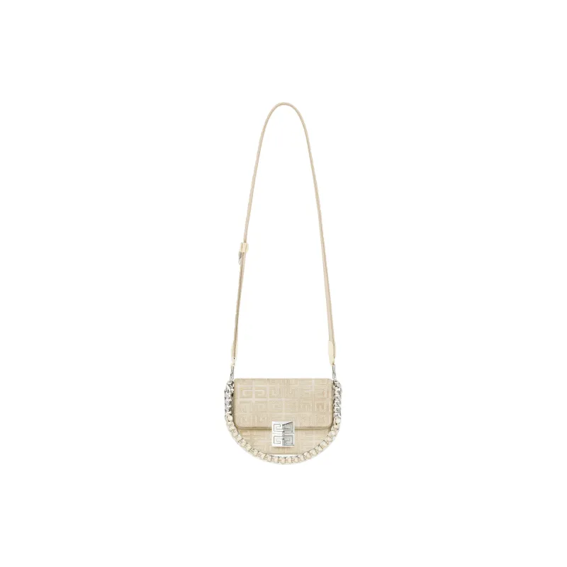 Givenchy 4G Embroidery Canvas Canvas Bag Shoulder Bag Crossbody Bag Small Size Women's Dusty Gold-1