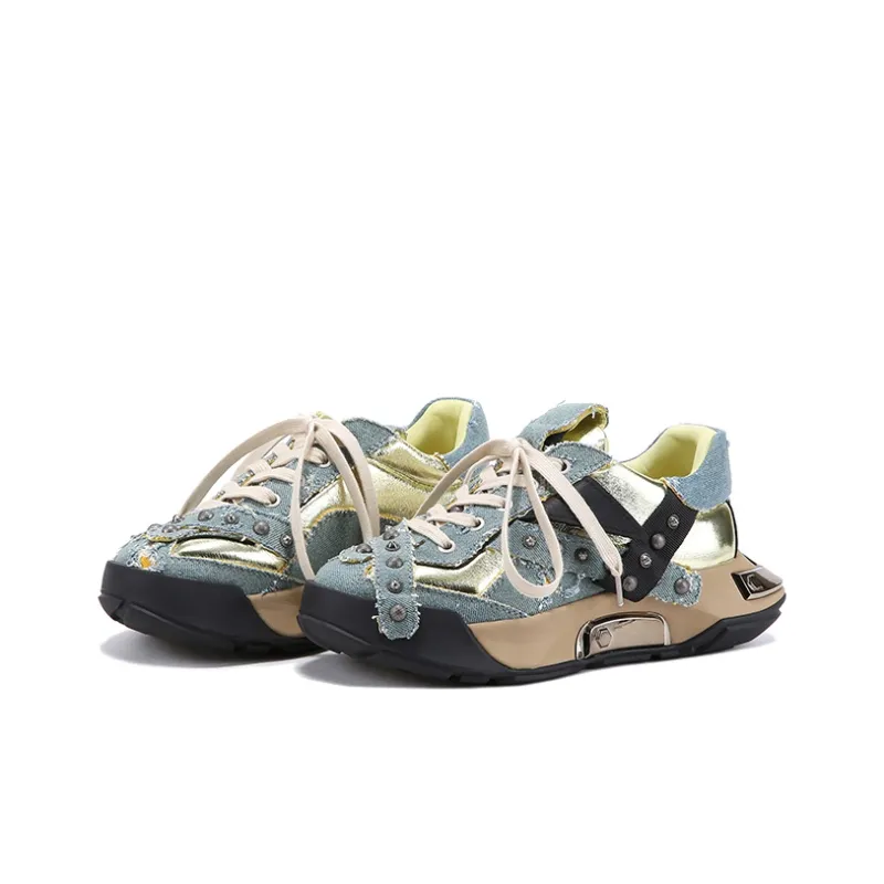 BELLALILY Slip Resistant Lightweight Height Increasing Low Top Chunky Sneakers Women's-8