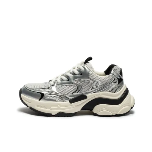 Hotwind Chunky Sneakers Women's Low-Top Silver