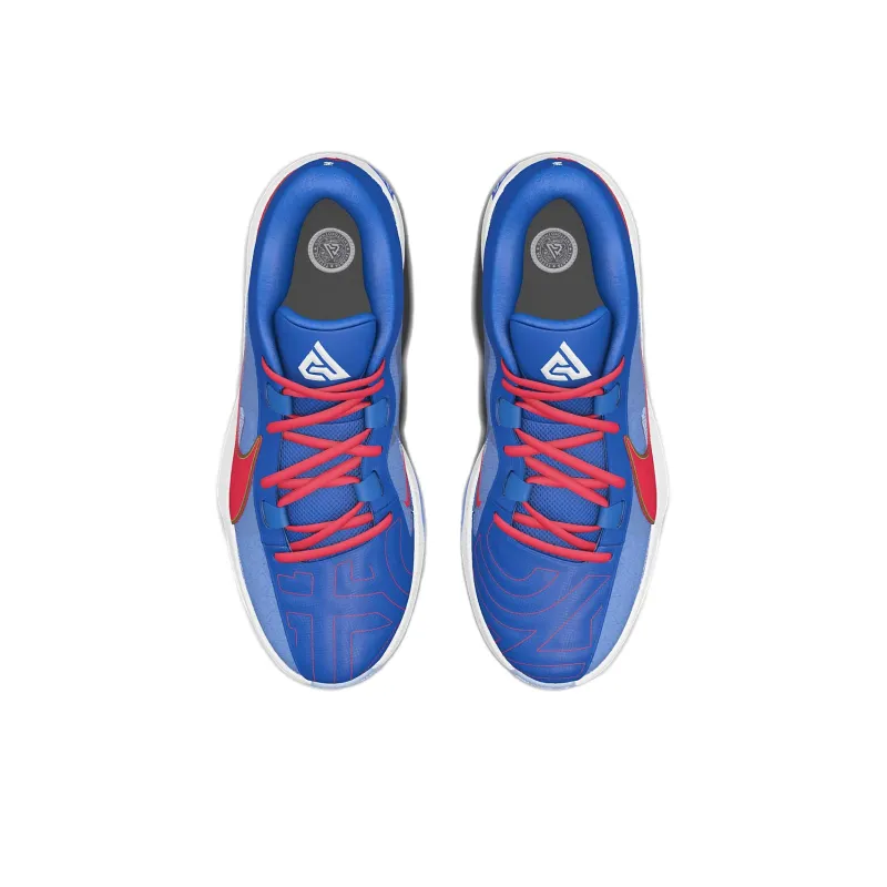 Nike Freak 5 Durable Breathable Low Top Basketball Shoes Men's Blue Red-3