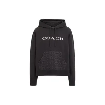 COACH Signature Men's Hooded Pullover Sweatshirt Black