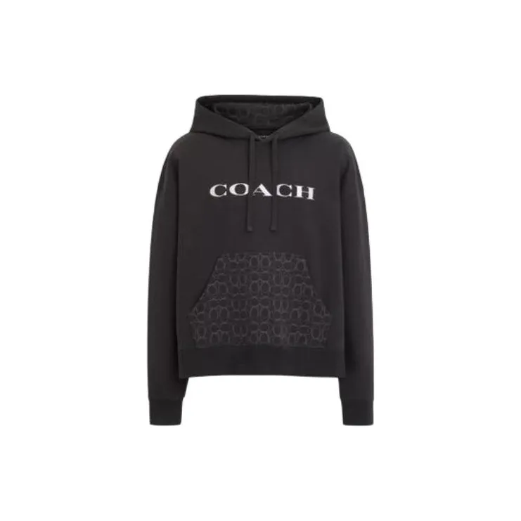 COACH Signature Men's Hooded Pullover Sweatshirt Black-0