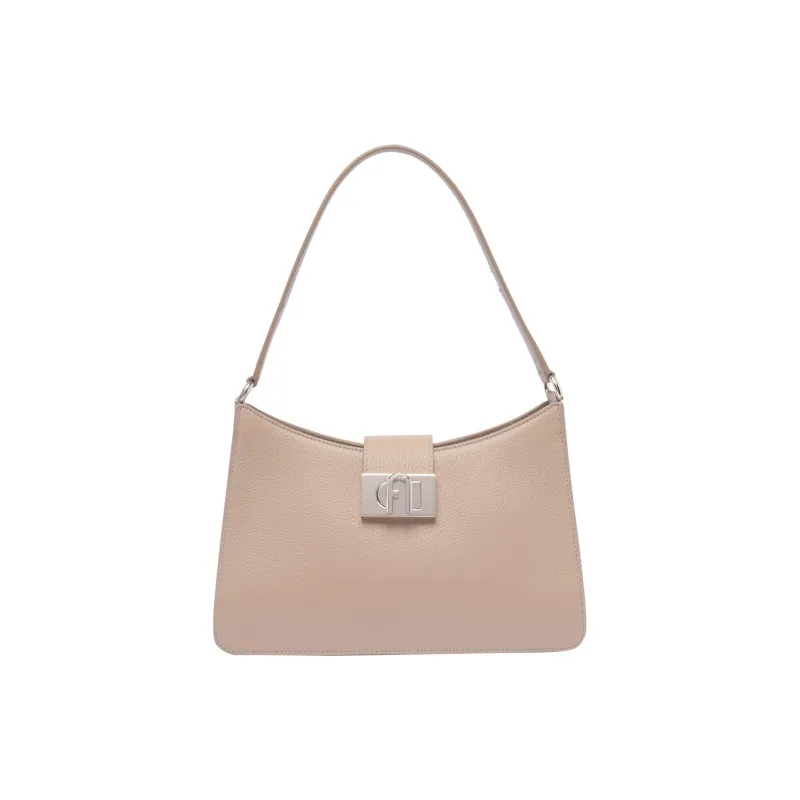 Furla 1927 Collection Cow Leather Handbag, Shoulder Bag Women's Beige-0