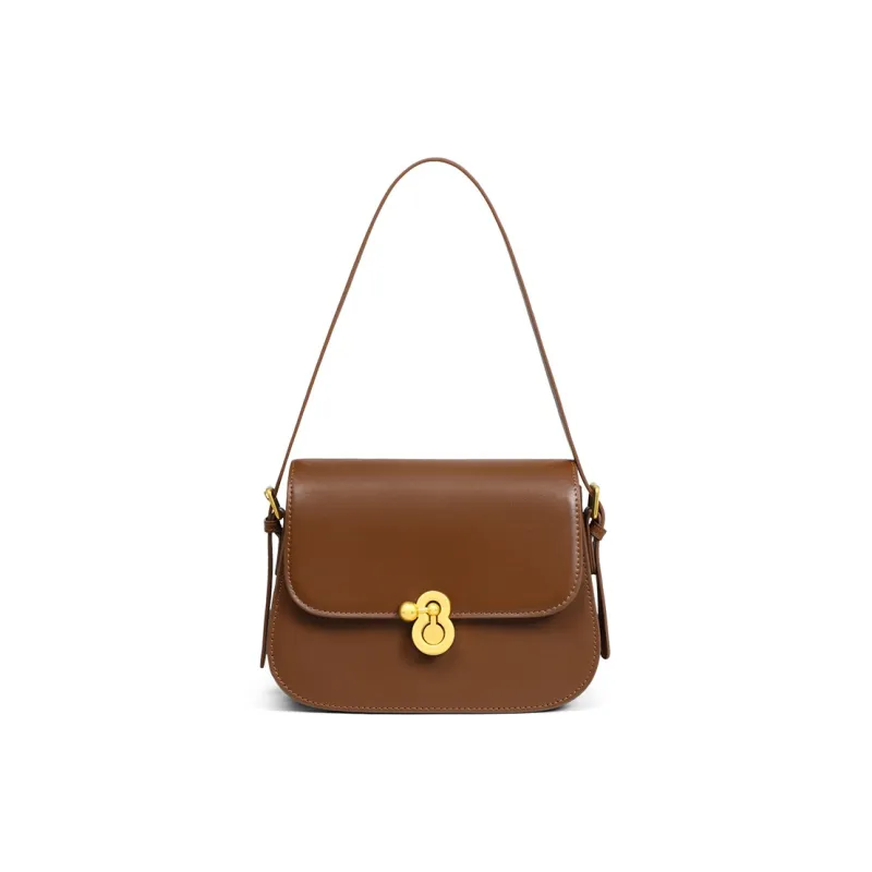 COMELY Cow Leather Bonded Synthetic Leather Small Square Bag Shoulder Bag Crossbody Bag Small Size Women's Coffee-1