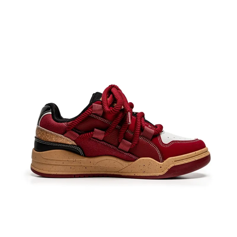 ADERSTAR Dreadlocks Model Low-Top Skateboard Shoes Unisex Burgundy-2
