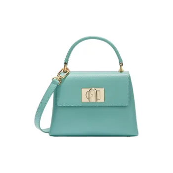 Furla 1927 Collection Textured Leather Shoulder Bag, Crossbody Bag, Handbag Mini Women's Copper Green