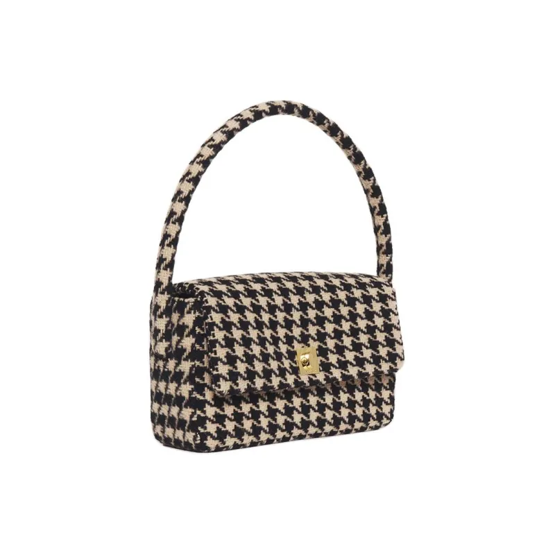 Anine Bing Nico Houndstooth Logo-Engraved Shoulder Bag-1