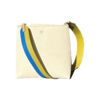 TORY BURCH Emerson Leather Bucket Bag, Shoulder Bag, Crossbody Bag Women's Cream White