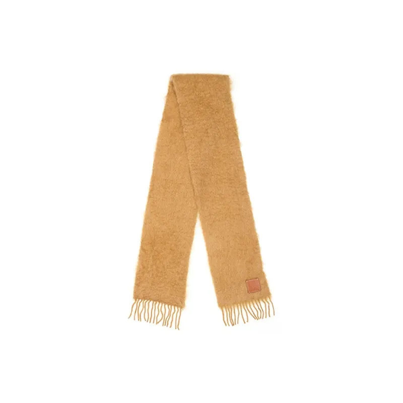 LOEWE Logo Patch Fringed Scarf-1