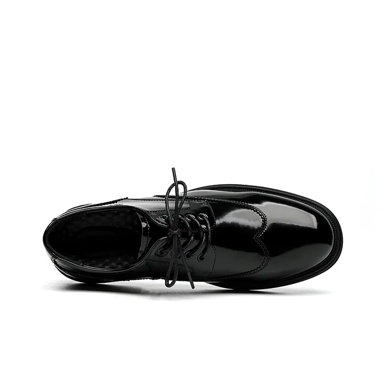 GZZ Dress Shoes Men Low Top Black-4