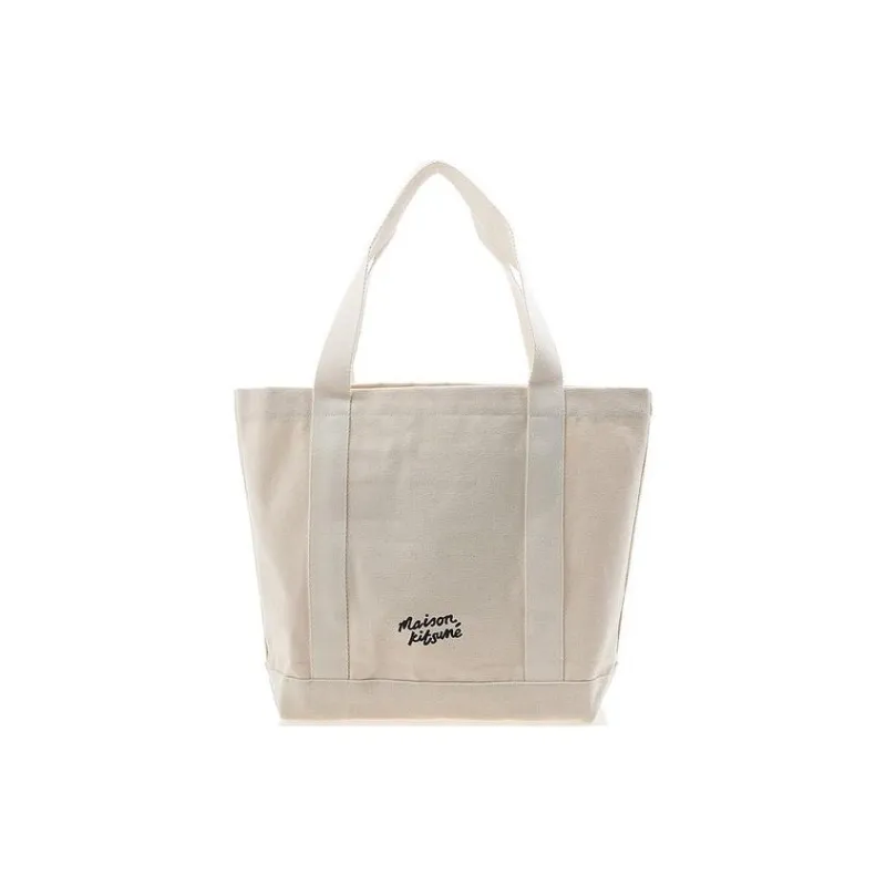 Maison Kitsune Cotton Fabric One Shoulder Handbag Women's Beige-2