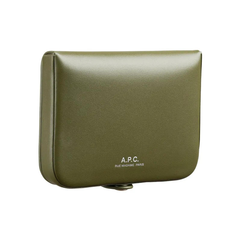 A.P.C Cow Leather Coin Purse Men's Evergreen-1