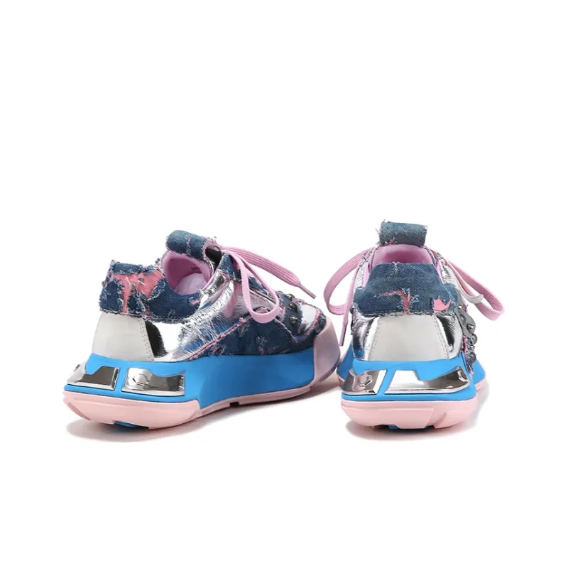 BELLALILY Slip Resistant Lightweight Height Increasing Low Top Chunky Sneakers Women's-4