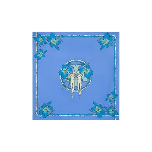 TORY BURCH Silk Scarves Unisex Blue