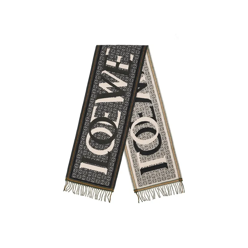 LOEWE Love Jacquard Fringed Scarf-1