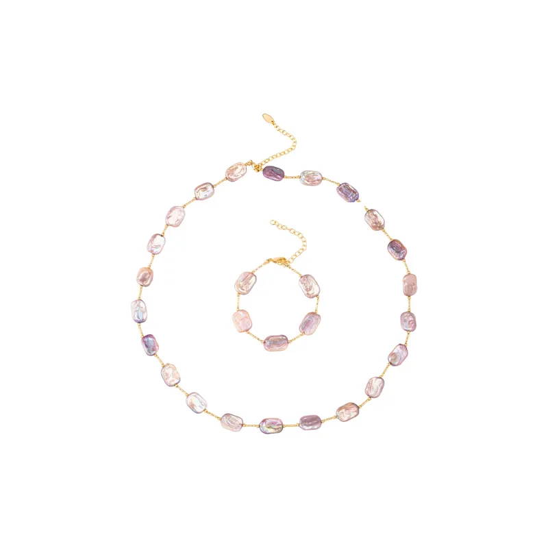 RIDEAUS Freshwater Pearl Bracelet Necklace Set Unisex-2