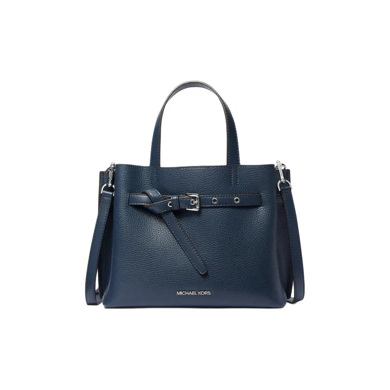 MICHAEL KORS Emilia Leather Shoulder Bag, Crossbody Bag, Handbag Trumpets Women's Marine Blue-0