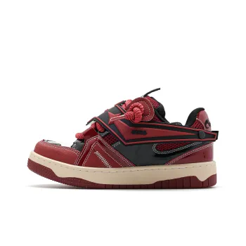 CUCS Slip-Resistant Water-Resistant And Wear-Resistant Low-Top Skateboard Shoes Unisex Burgundy