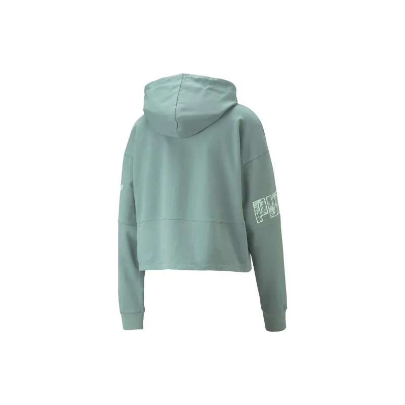 PUMA POWER COLORBLOCK SUMMER HOODIE Sweatshirt Women's Green-1
