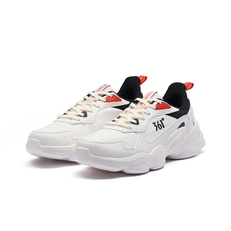 361° Cloud Anti Slip Wear Resistant Low Top Casual Shoes Men's White Black-2