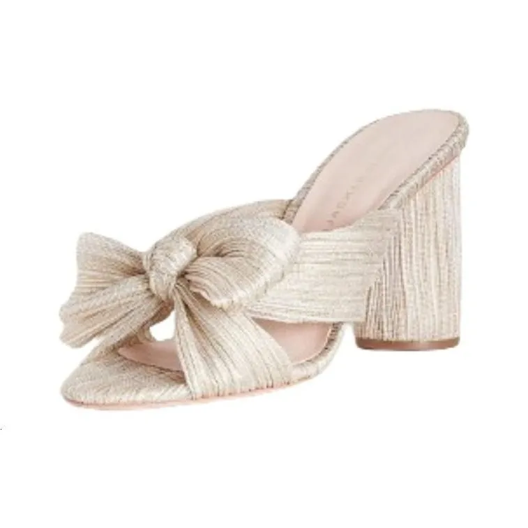 Loeffler Randall Slide Slippers Women's Gold And Silver-2