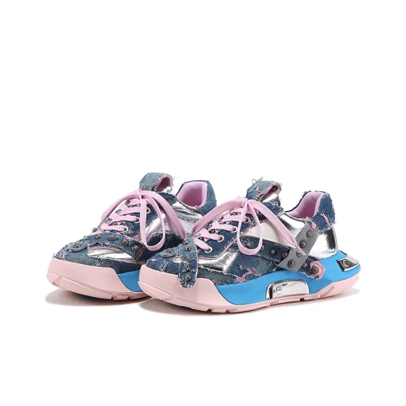 BELLALILY Slip Resistant Lightweight Height Increasing Low Top Chunky Sneakers Women's-2
