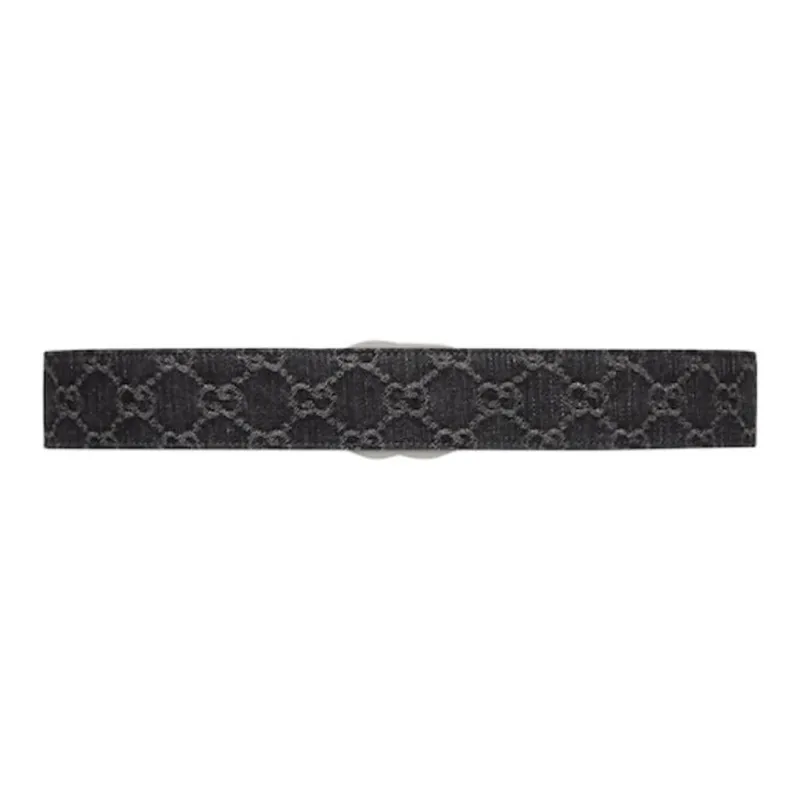 GUCCI Metal Leather Belts Women's Black Width 4cm-1