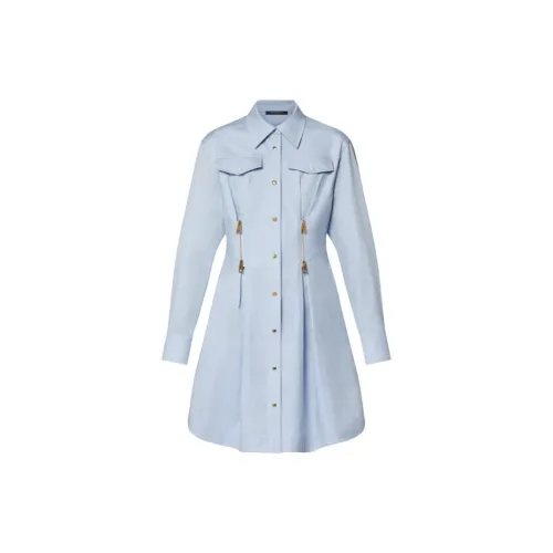 LOUIS VUITTON Long-Sleeved Dresses Women's Light Blue