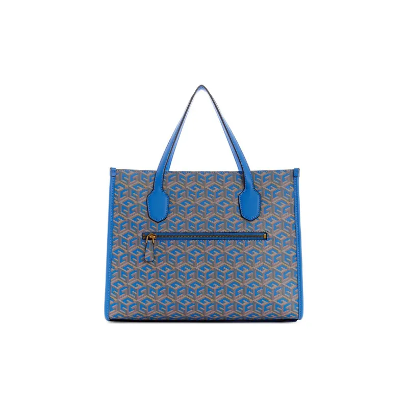 GUESS Artificial Leather Tote Bag Shopping Bag Shoulder Bag Crossbody Bag Handbag Women's Blue-2