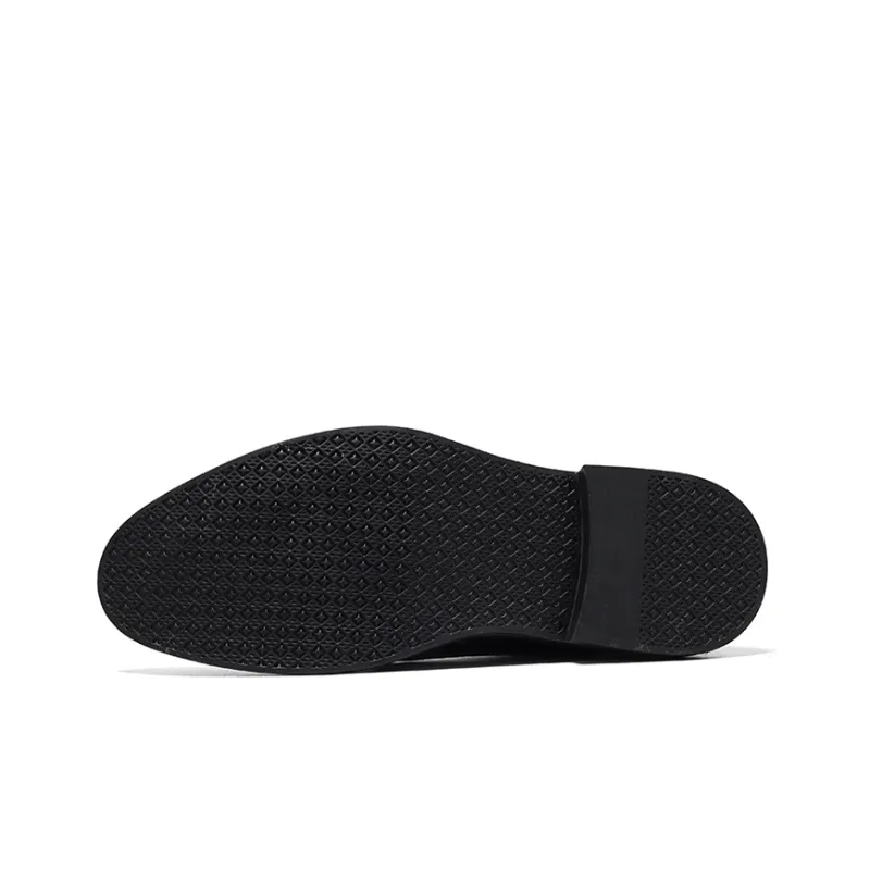 GZZ Dress Shoes Men Low Top Black-5