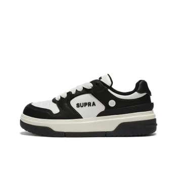 SUPRA 23FW Cushioning, Wear Resistant Low Top Skateboard Shoes Unisex Black White