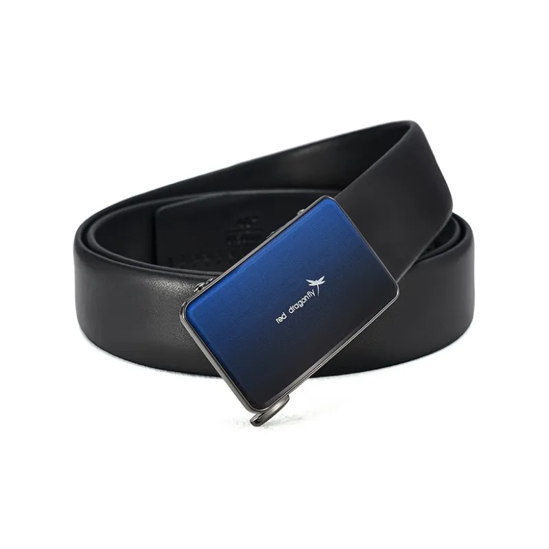 RED DRAGONFLY Automatic Buckle Head Cow Leather Belts Men's Black Width 3.6cm-2