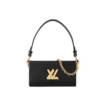 LOUIS VUITTON Twist Glossy Finish Calfskin Handbag, Shoulder Bag Women's Black