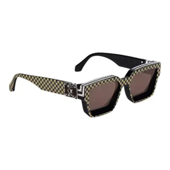 LOUIS VUITTON Acetate Irregular Shape Sunglasses Men's Black/Umber