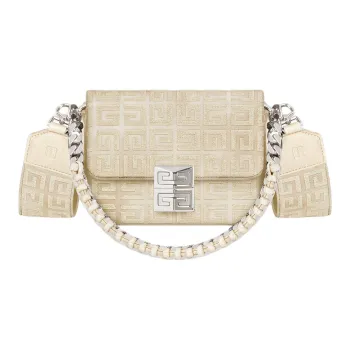 GIVENCHY 4G Embroidery Canvas Canvas Bag Shoulder Bag Crossbody Bag Small Size Women's Dusty Gold