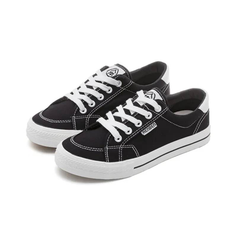 RENBEN Anti Slip And Wear Resistant Breathable Low Top Canvas Shoes Unisex Black-2