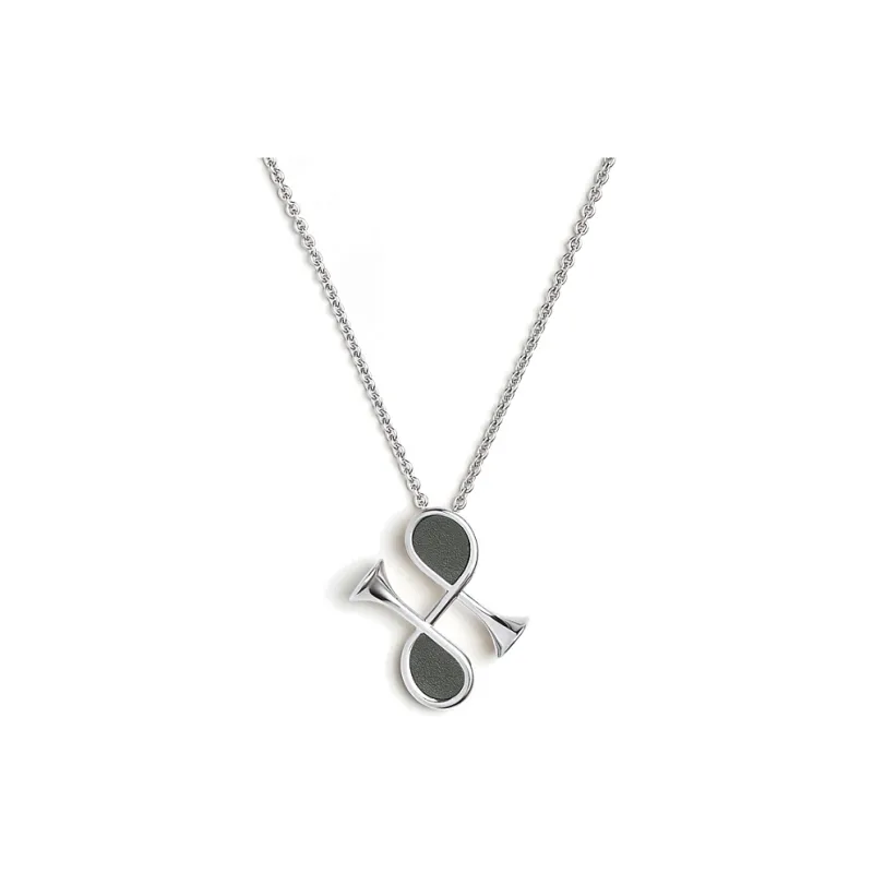 HERMES Calfskin Metal Palladium-Plated Necklaces Unisex Silver-1